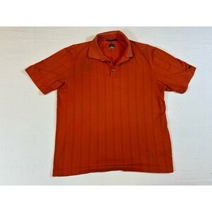 Nike Tiger Woods Collection Golf‎ Polo Shirt Men's Large Orange Dri-Fit Striped
